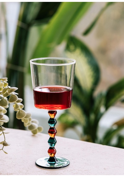 The Mia Bead Şarap Kadehi Amber 300 Ml Şeffaf