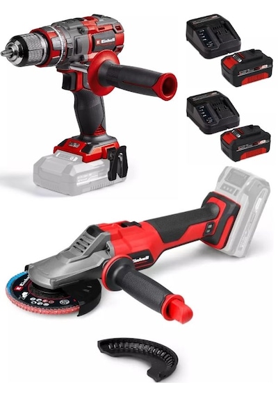 Einhell TP-CD 18/80 Li-i Bl Matkap + TP-AG 18/125 F Li Bl Taşlama 2x4.0AH Akülü Kömürsüz Set