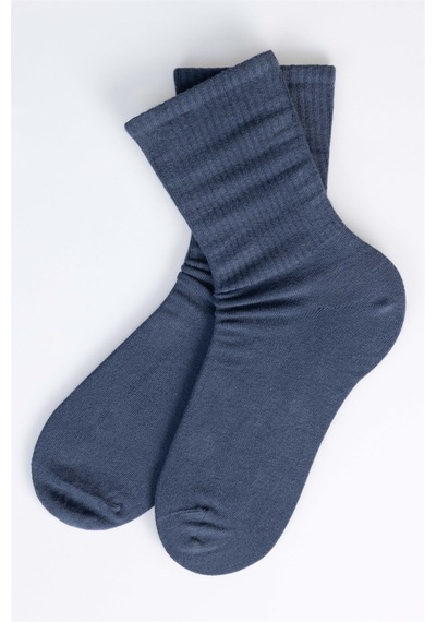 Tudors Unisex Çizgili Kolej Tenis Çorabı-27161 - Standart Mavi