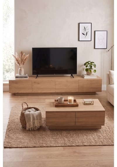 Yurudesign Yoda 200cm Tv Ünitesi Orta Sehpa 2'li Set Sepet Yd26-s Diğer