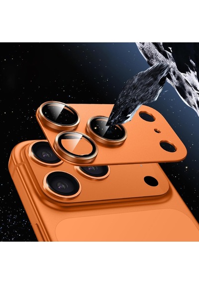Kamera Lens Koruyucu İçin İphone 17 Pro Max 6.9 Inç Tam Kapsamlı 9h Temperli Cam Mat Metal Plaka, 1 Paket Turuncu, İphone 17 Pro Max