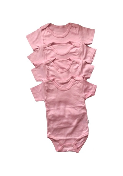 Salar Ticaret Salarticaret Bebek 4'Lü Yarım Kollu Çıtçıtlı %100 Pamuklu Body Zıbın-Pembe