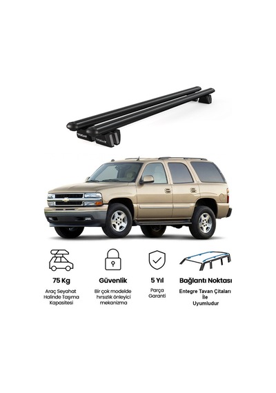 Pençe Chevrolet Tahoe 2000-2006 Uyumlu Siyah Ara Atkı 135cm Port Bagaj Tavan Barı
