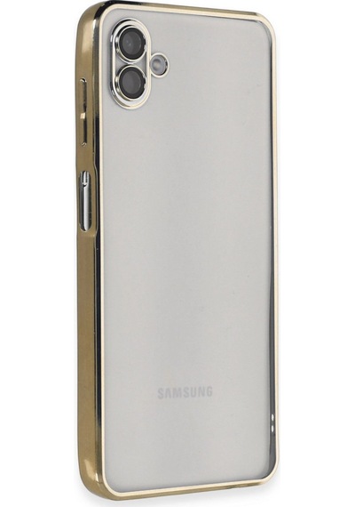 Samsung Uyumlu Galaxy A04 Kılıf Kamera Korumalı Lensli Silikon Altın