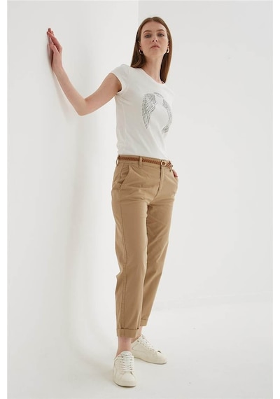Fashion Friends Zımba Detaylı Baskılı Ekru Kadın T-shirt 25y0560k1 Ekru