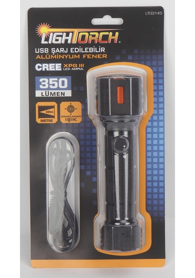 Usb İle Şarj Edilebilir Zoom Lu El Feneri Siyah