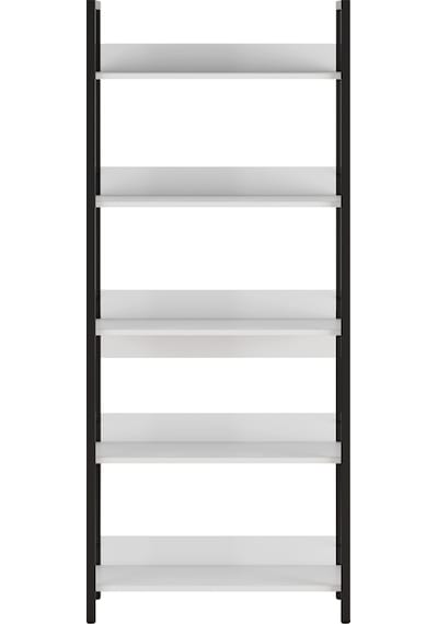 Profile Kitaplık 5 Raflı Diamond Beyaz / Siyah 73x172x35 Cm