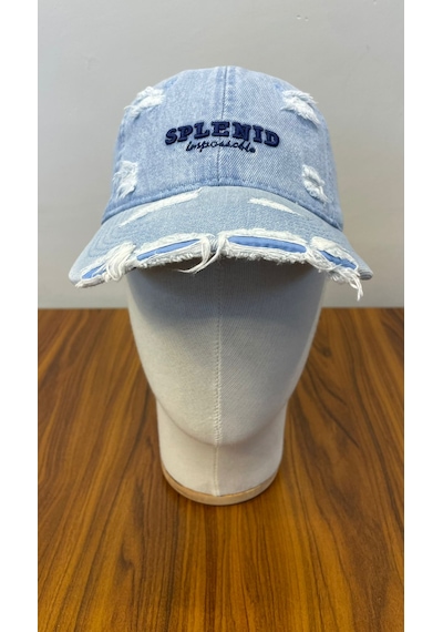 Jean Denim Kot Kumaş Vintage Unisex Cap Şapka Buz Mavi - Lacivert