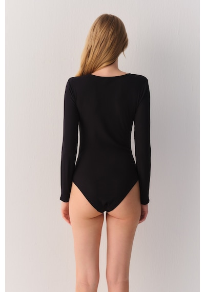 Suwen Fine Rib Modal Ribanalı Body St6004612012 Siyah