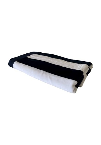 Plaj Büyük Havlu, Havuz Ve Plaj, Cabana Çizgili Tek Taraflı Havlu Ve Tek Taraflı Kadife 81 Cm X 177 Cm Mavi Beyaz 1 Açık Bej