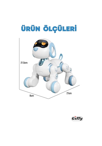 Oyuncak Full Fonksiyon Uzaktan Kumandalı El Sensörlü Şarjlı Işıklı Müzikli Dansçı Robot Köpek Beyaz