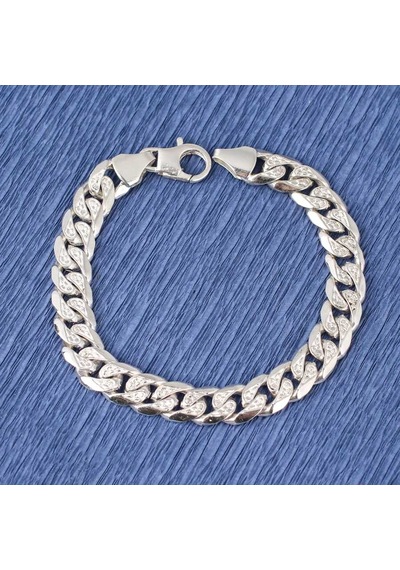 Nusret Gümüş Desenli Zincir Bileklik 0,9 x 12 MM