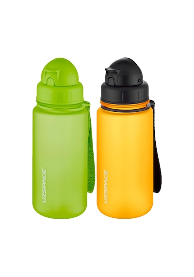 Uzspace 2'li Pipetli Tritan Matara Seti 400 Ml Fiftyfifty -3024seta Yeşil - Turuncu