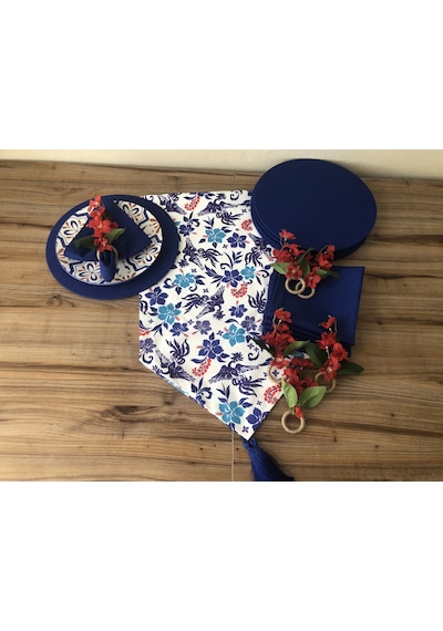 Sofra Sunum Seti Blue Blanc Çiçek Desenli Takım Mavi