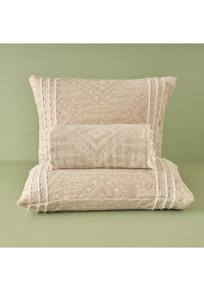 Bella Maison %100 Pamuk Glorinda Çift Kişilik Yatak Örtüsü Seti Bej 230 x 240 CM Bej
