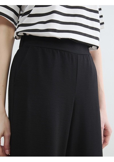 Lcw Modest Siyah Beli Lastikli Geniş Paça Kadın Pantolon