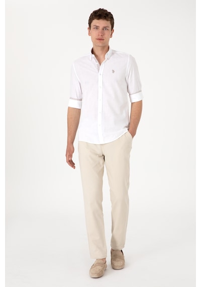 U.s. Polo Assn. Erkek Beyaz Gömlek Desenli 50300200-vr013 Beyaz