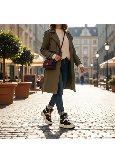 Siyah Sneakers Vegan Kadın Bot Bordo