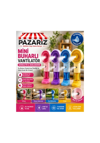 Su Buharı Püskürtmeli Vantilatör Şarjlı El Fanı Nemlendirici Özellikli Taşınabilir Spreyli Şarjlı, Sessiz, Mini Vantilatör Soğutucu Buharlı Fan Mini Masaüstü El Fanı 3 Kademe Standlı Su Buharı Püskürtmeli Vantilatör Şarjlı El Fanı Nemlendirici Özellikli Taşınabilir Spreyli Şarjlı, Sessiz, Mini Vantilatör Soğutucu Buharlı Fan Mini Masaüstü El Fanı 3 Kademe Standlı