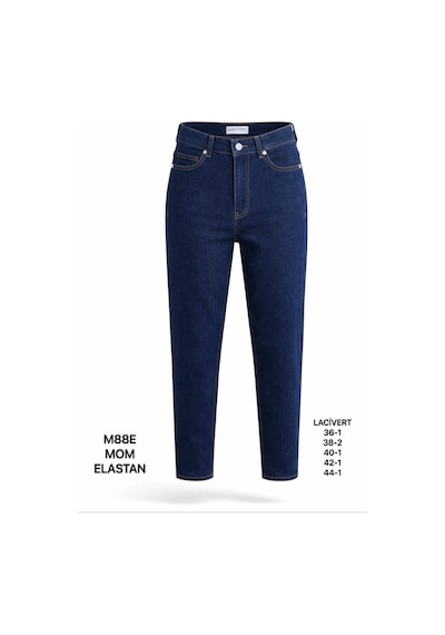Miss Poem Kadın Lacivert Yüksek Bel Mom Fit Jean Pantolon