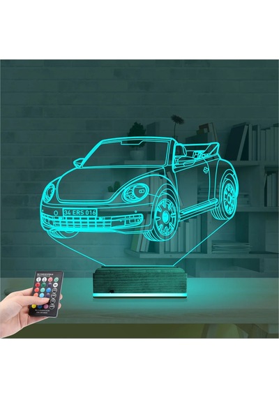 Luvivia Beetle Vosvos Araba Kişiye Özel 3d Lamba - Masa Gece Lambası Şeffaf