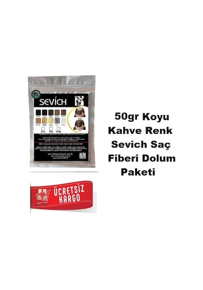 Sevich 50 Gr Koyu Kahve Saç Fiberi Keratin Saç Tozu
