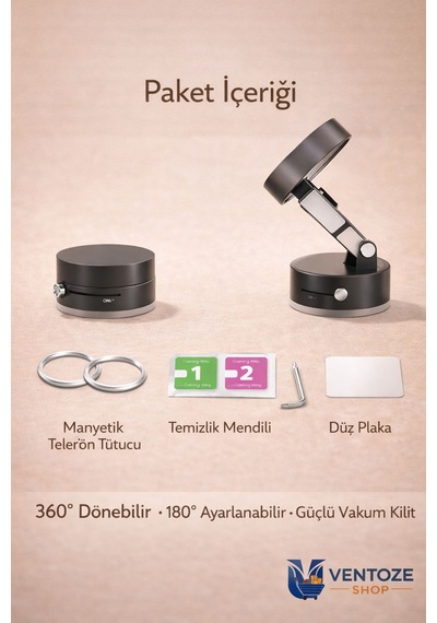 Katlanabilir Mıknatıslı Araç Telefon Tutucu Torpido Ve Cam Uyumlu 360 Derece Hareketli Akrilik Siyah