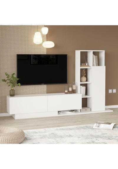 Forte Tv Ünitesi Kapaklı Kitaplık Raf Beyaz For1-w Beyaz