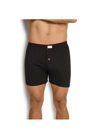 Fanilam Erkek Jiber Havlu Kemer Düğmeli Penye Boxer 4'lü Pamuklu Rahat Kesim Siyah