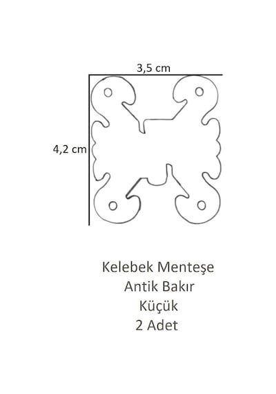 Bakır Dekoratif Kelebek Menteşe Küçük 2 Adet 4,2cm X 3,5cm