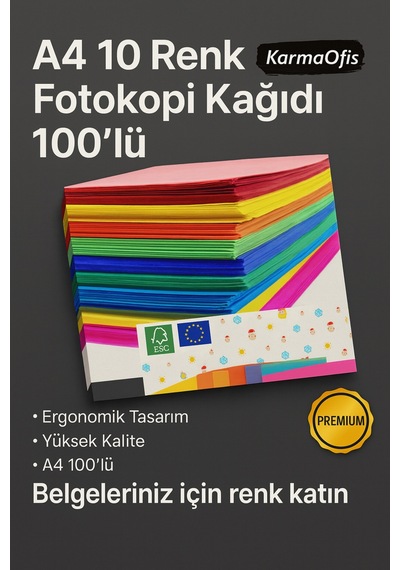 10 Farklı Renkte A4 Fotokopi Kağıdı 100'lü Yüksek Kalite