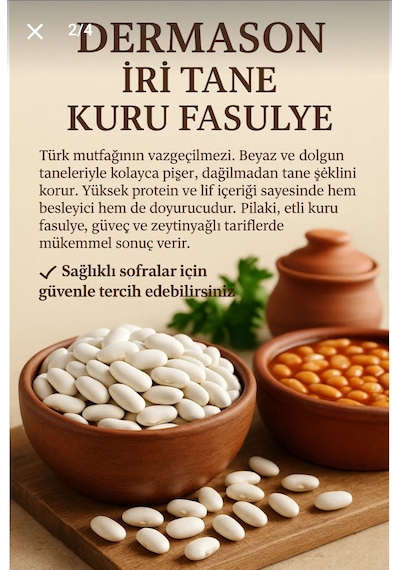 Barcas 9 Mm İri Tane Dermason Kuru Fasülye