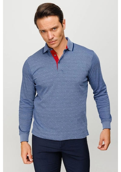 Desen Triko Erkek Polo Yaka Kare Desenli Uzun Kollu Sweatshirt Lacivert Lacivert Desen Triko Erkek Polo Yaka Kare Desenli Uzun Kollu Sweatshirt Lacivert Lacivert