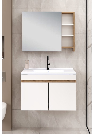 %100 Mdf 80 Cm Saura Banyo Dolabı Beyaz