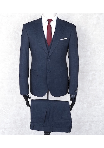 Jan Carlucci Slimfit Yelekli Drop 6 Takım-Lacivert