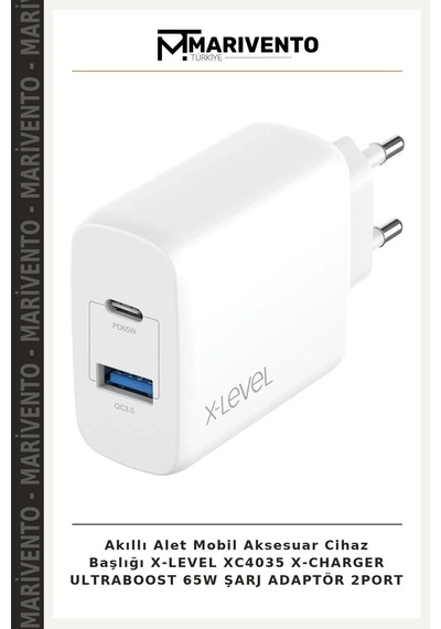 Akıllı Alet Mobil Aksesuar Cihaz Başlığı X-level Xc4035 X-charger Ultraboost 65w Şarj Adaptör 2port