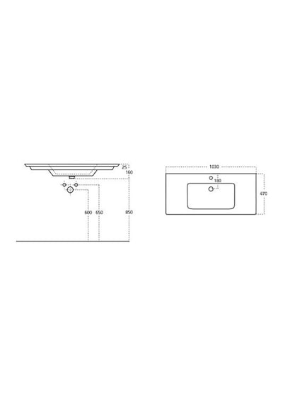 Sanovit Sharp 105 CM Konsollu Süper Ince Lavabo Beyaz