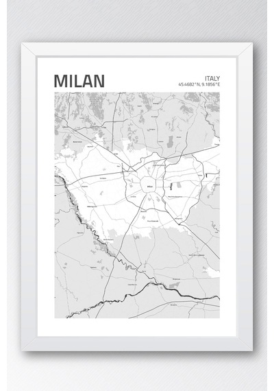 Milano İtalya Milan - Italy Haritası Çerçeveli Tablo Lüks Salon Duvar Dekorasyonu Hediyelik Tablo Beyaz Milano İtalya Milan - Italy Haritası Çerçeveli Tablo Lüks Salon Duvar Dekorasyonu Hediyelik Tablo Beyaz