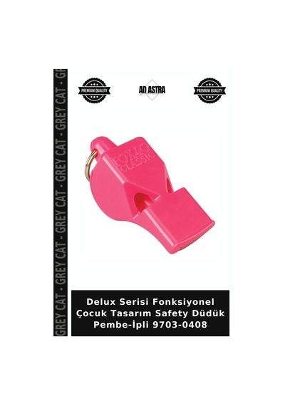 Delux Serisi Fonksiyonel Çocuk Tasarım Safety Düdük Pembe-ipli 9703-0408