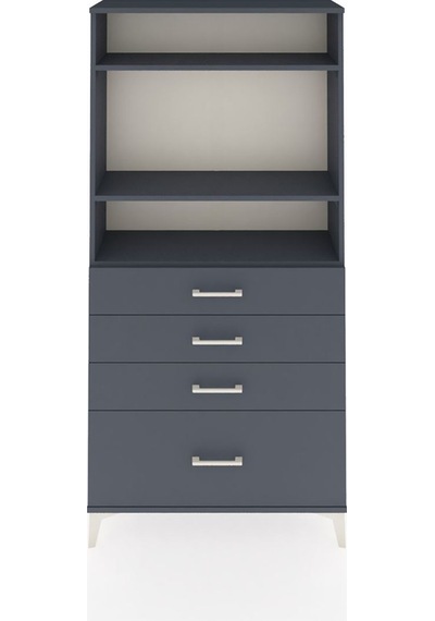 Arges Dolap 3 Raflı 4 Çekmeceli 88x30x182 Antrasit-antrasit Antrasit