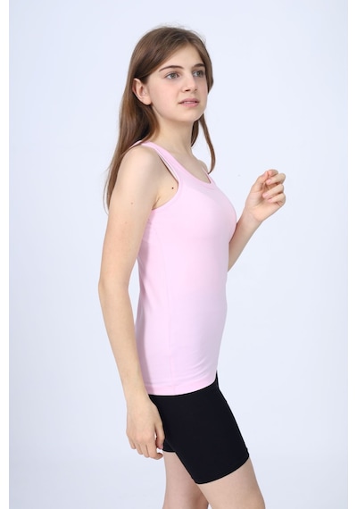 Toontoy Kız Çocuk Bisiklet Yaka Basic Atlet Açık Pembe