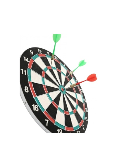 17 İnç Ahşap Dart Tahtası 4 Metal Uçlu Dart Oku Ve Askı Aparatı