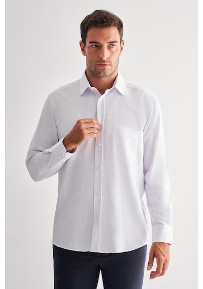 İmza Beyaz Sert Yaka Uzun Kol Cepli Comfort Fit Classic Gömlek 1004255164 Optik Beyaz
