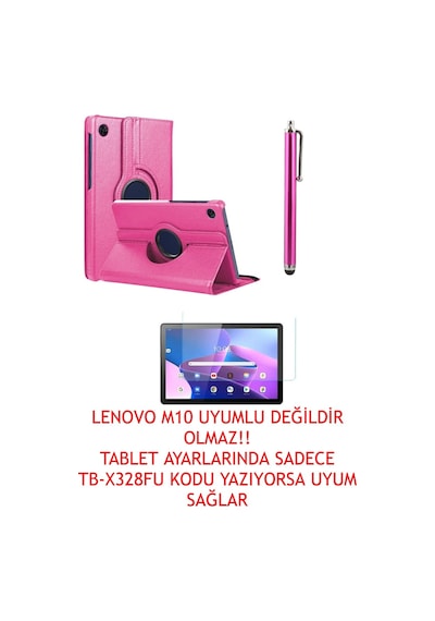 Trendsshop Tab M10 3.nesil Tb328fu Unisoc T328xu Zaae0015tr 360 Dönerli Kılıf 3lü Set Pembe