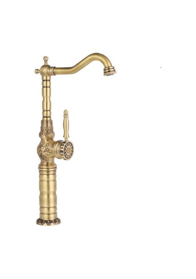 İsaoğlu Yapı Bakır Çanak Lavabo Bataryası Klasik Tasarım Vintage Bronz Batarya Musluk İşlemeli Armatür Bakır