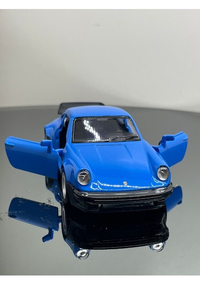 Porsche 911 Turbo 3.3 1:32 Ölçek Metal Çek Bırak Model Araba 12 Cm - Mavi