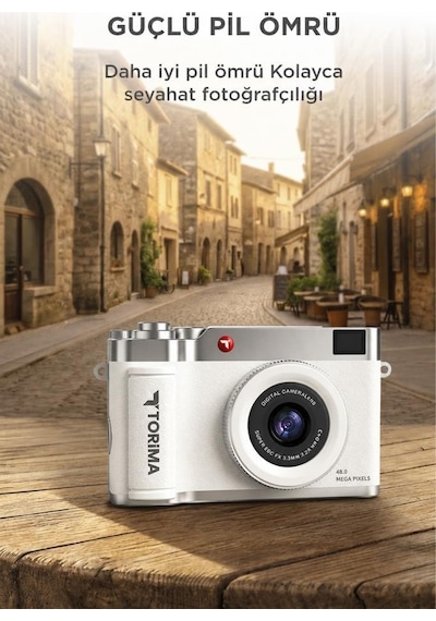 Torima CMR50 Mini Dijital Retro Kamera 48 MP Selfie Video Vlog Kamerası