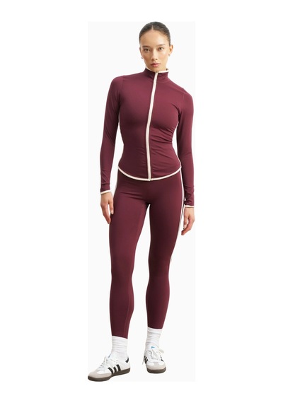 Because Of Alice Base Contrast Trim Zip Up Jacket Şekillendirici Kontrast Detaylı Kadın Ceket Bordo