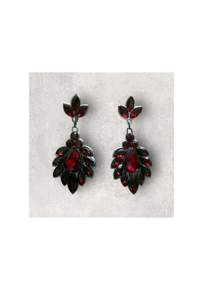 Eloria Kristal Taşlı Küpe Düğün Kına Günlük Kullanım Bordo - 726428693 Bordo