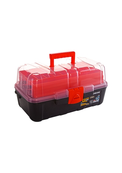 Super-Bag Şeffaf Balıkçı Takım Alet Çantası 16" (Üç Raflı) Kırmızı